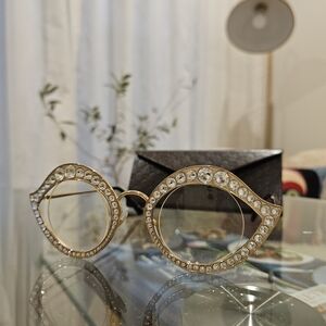 Gucci GG4287 Cat-Eye Gold Crystal-Embellished Glasses